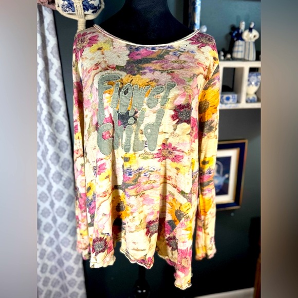 Magnolia Pearl Vintage Flower Child Dylan Tee – OS Cotton Jersey USED W/ Tags - Picture 1 of 7
